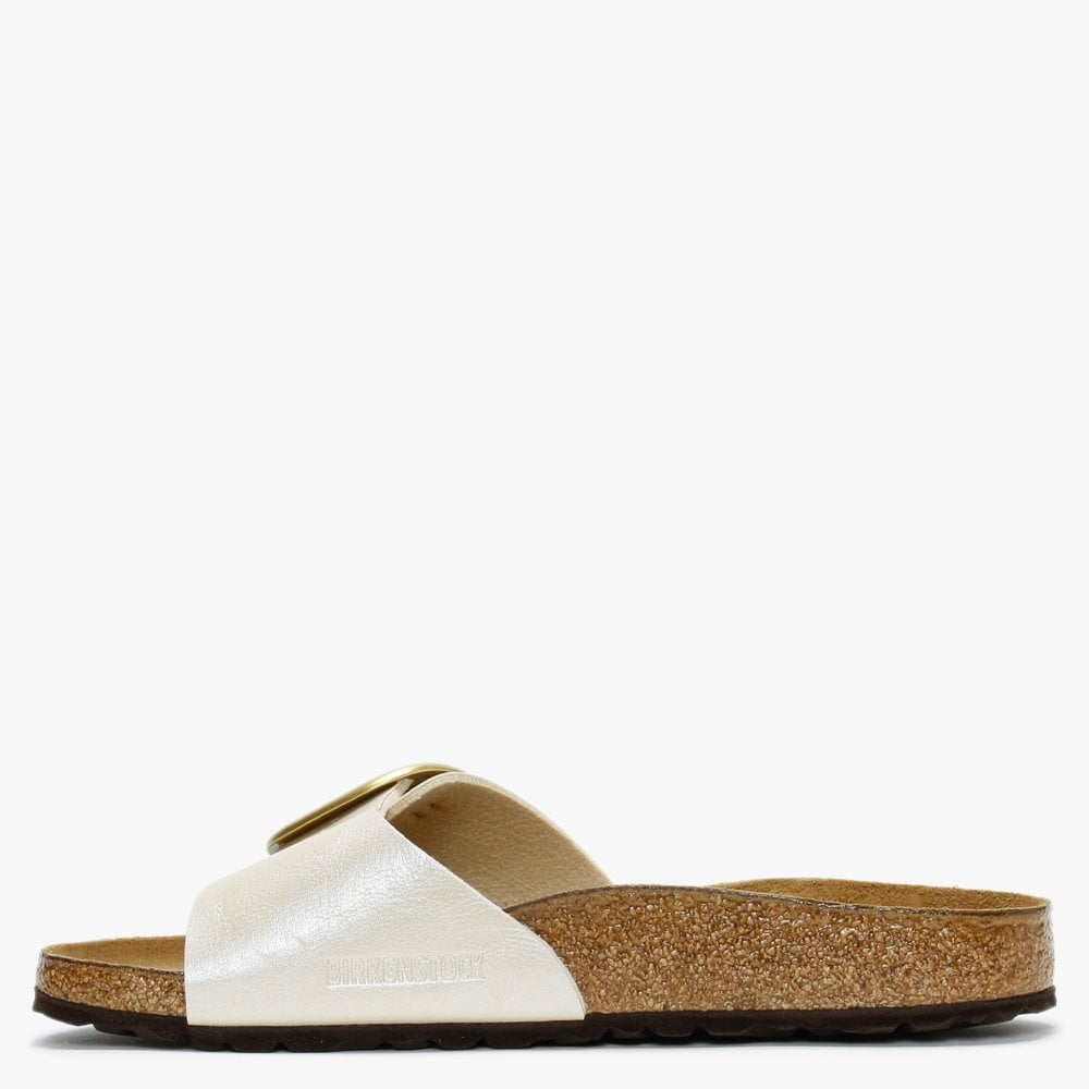 Madrid Big Buckle Graceful Pearl White Birko-Flor Mules