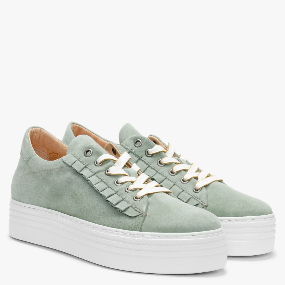 Mewfrill Khaki Suede Flatform Trainers