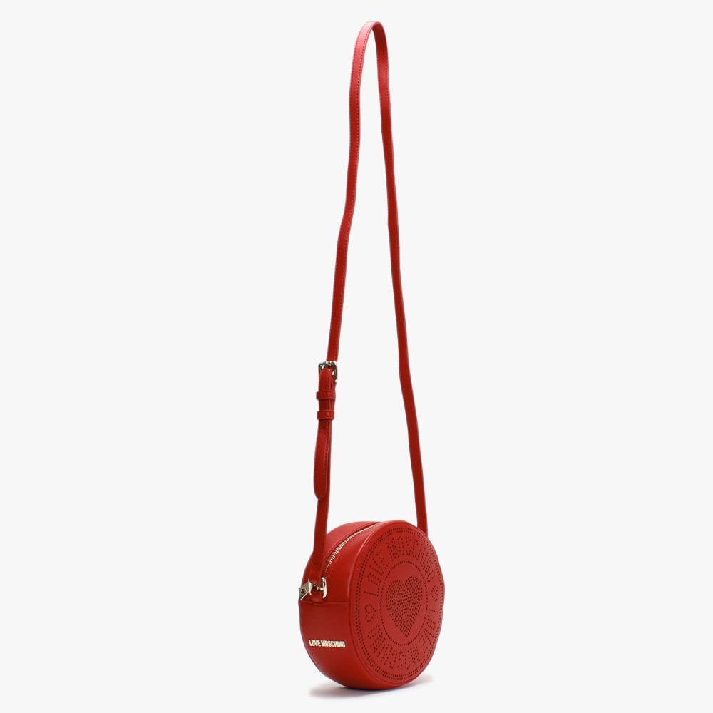 Gella Red Perforated Round Shoulder Bag