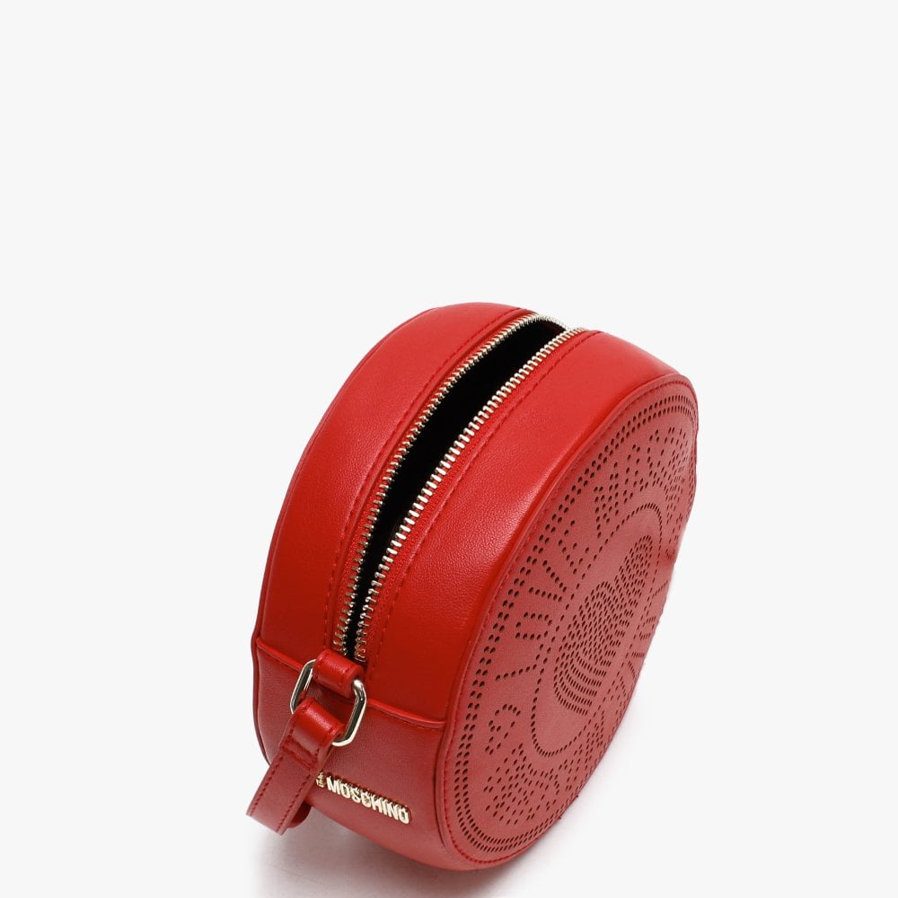 Gella Red Perforated Round Shoulder Bag