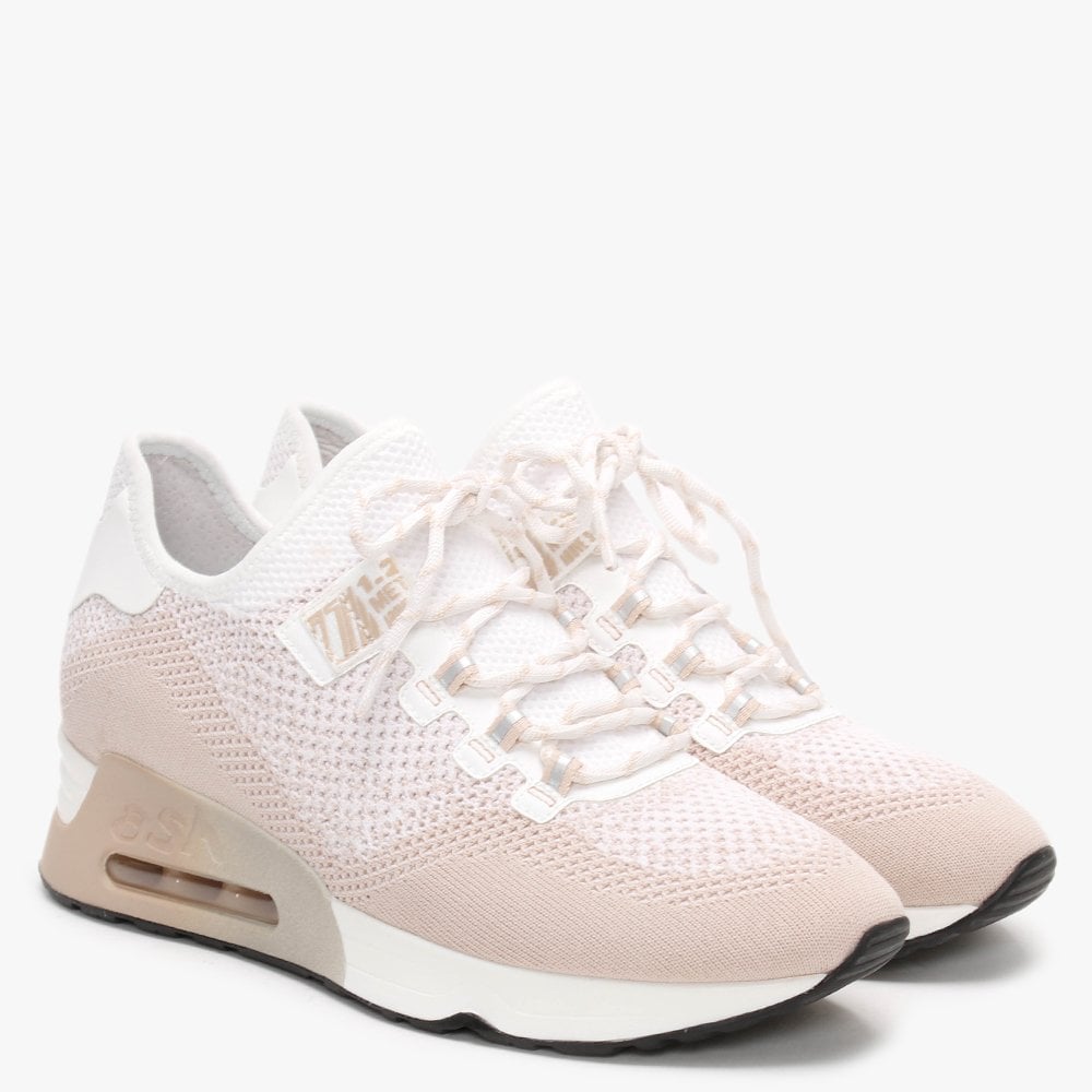 Look Pink Salt & White Knitted Trainers
