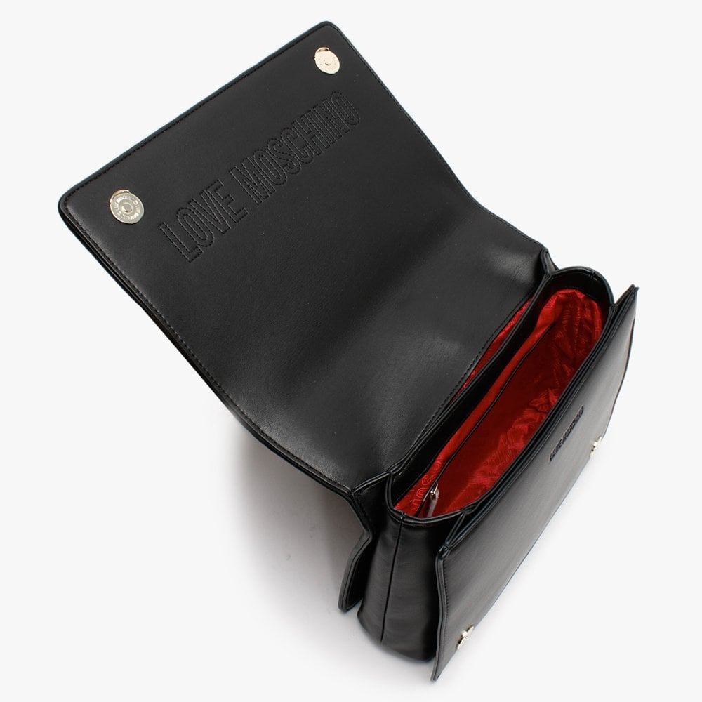 Janice Black Quilted Heart Shoulder Bag