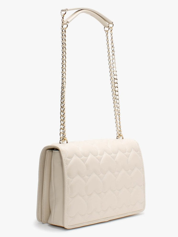 Janice Cream Quilted Heart Shoulder Bag