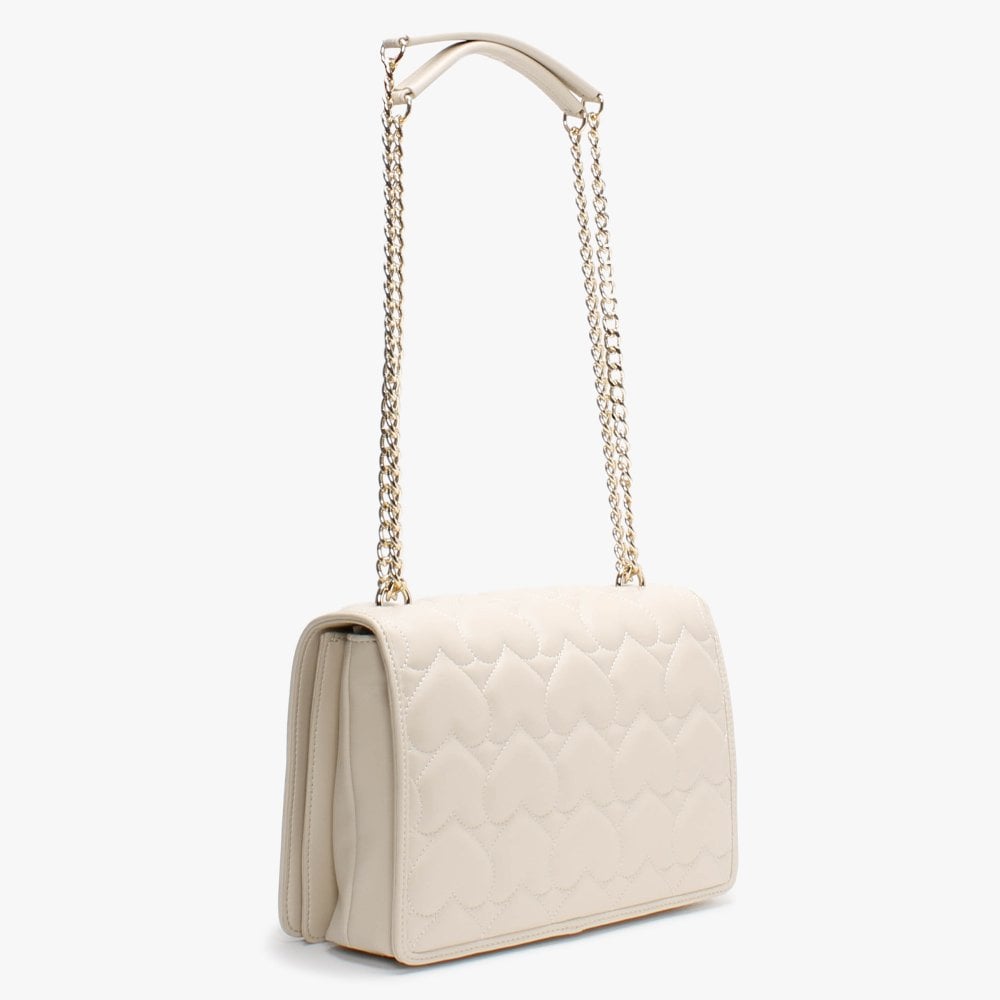 Janice Cream Quilted Heart Shoulder Bag