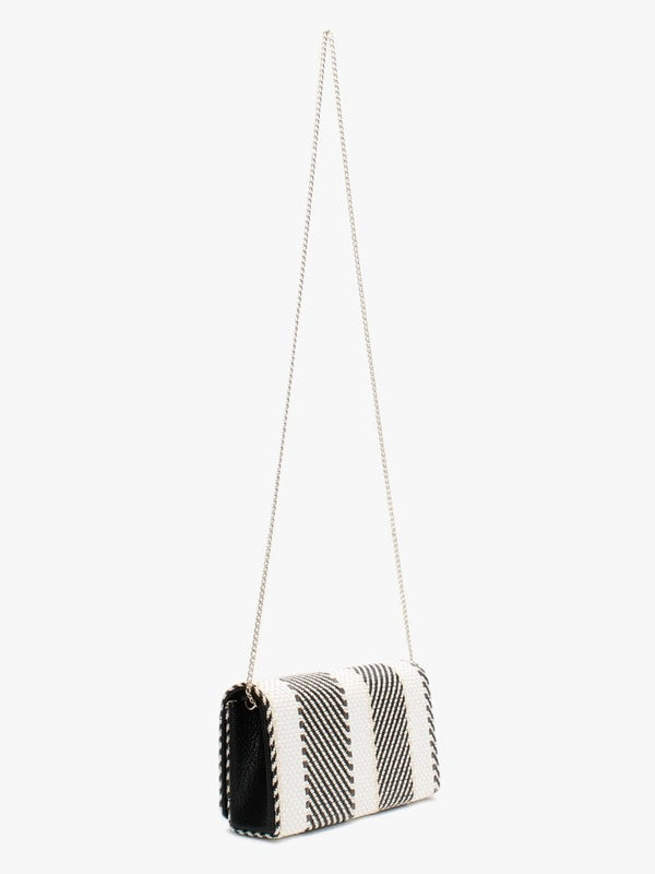 Kathy Black & White Woven Cross-Body Bag