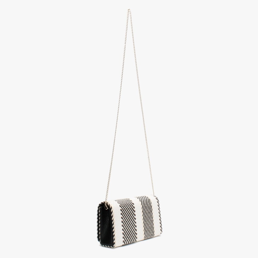 Kathy Black & White Woven Cross-Body Bag