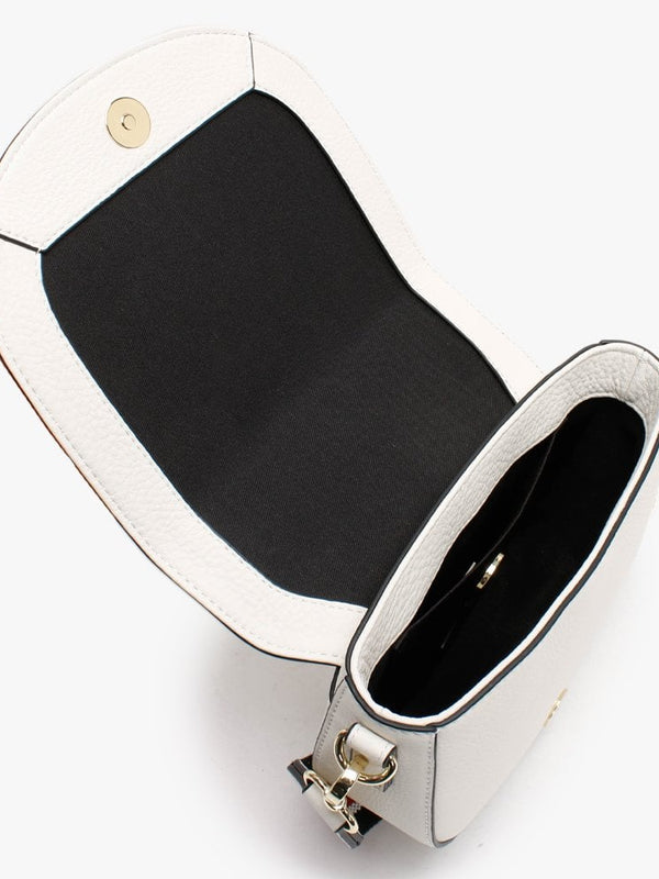 White Leather Logo Cross-Body Bag