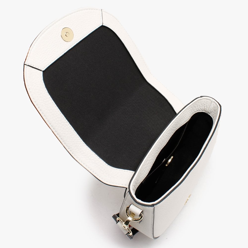 White Leather Logo Cross-Body Bag