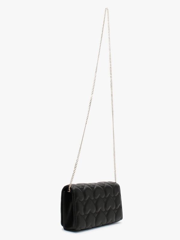 Charlie Black Quilted Heart Cross-Body Bag