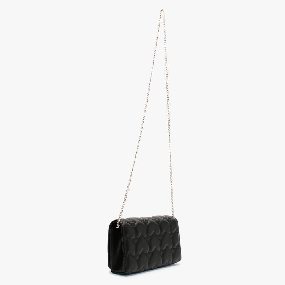 Charlie Black Quilted Heart Cross-Body Bag