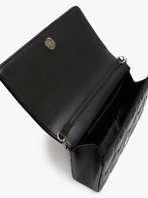 Charlie Black Quilted Heart Cross-Body Bag
