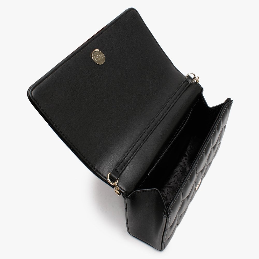 Charlie Black Quilted Heart Cross-Body Bag