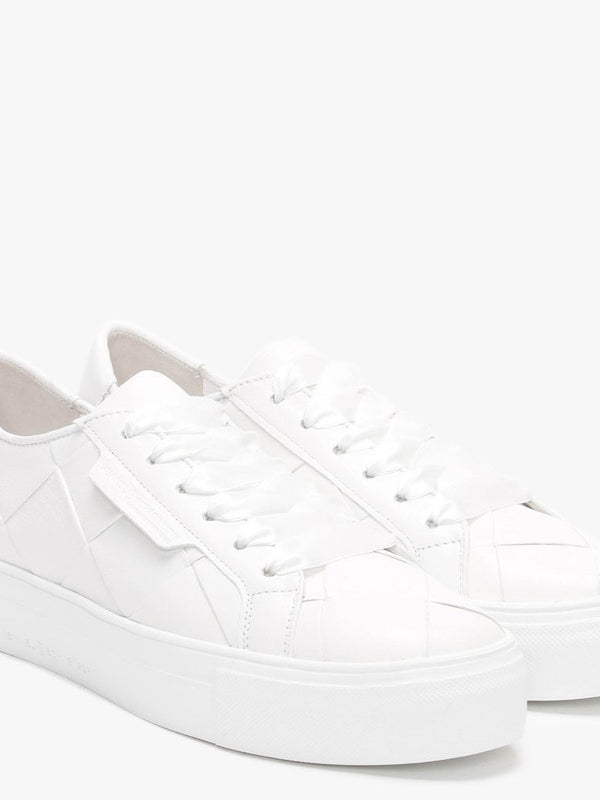 Woven White Leather Trainers