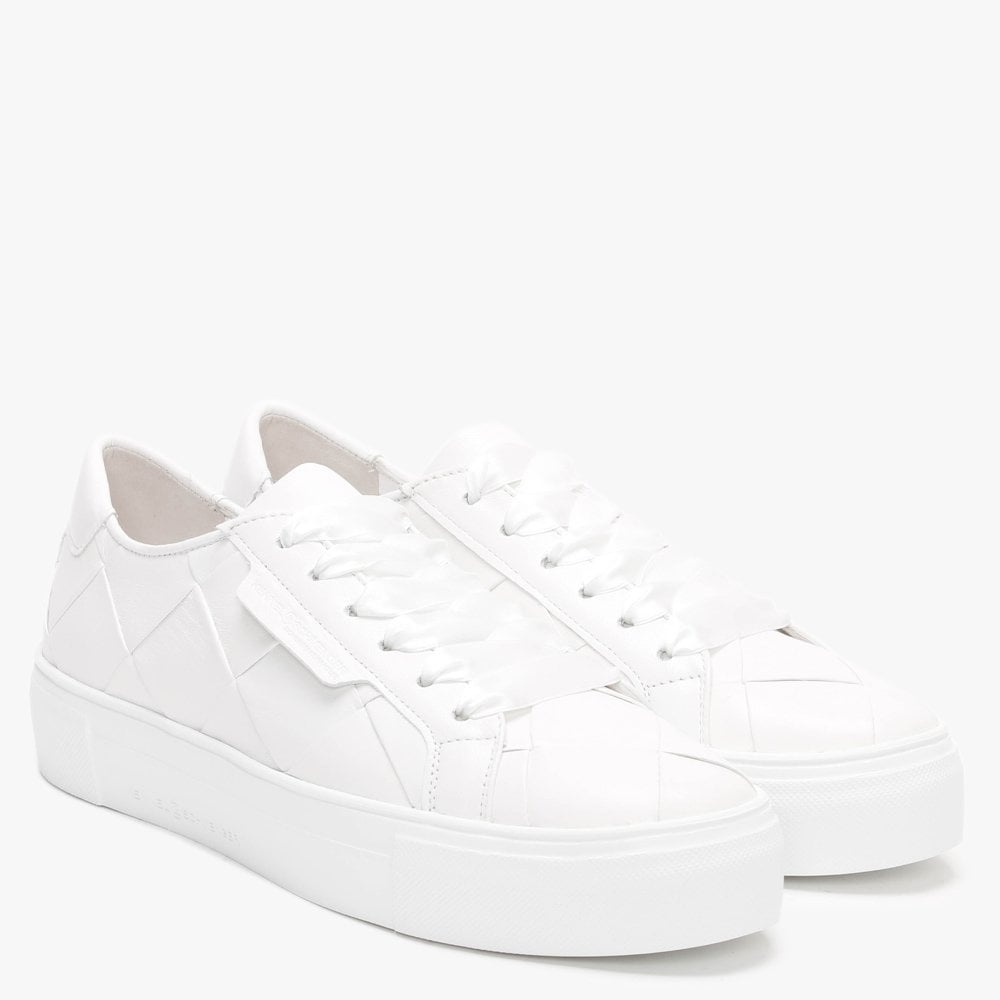 Woven White Leather Trainers