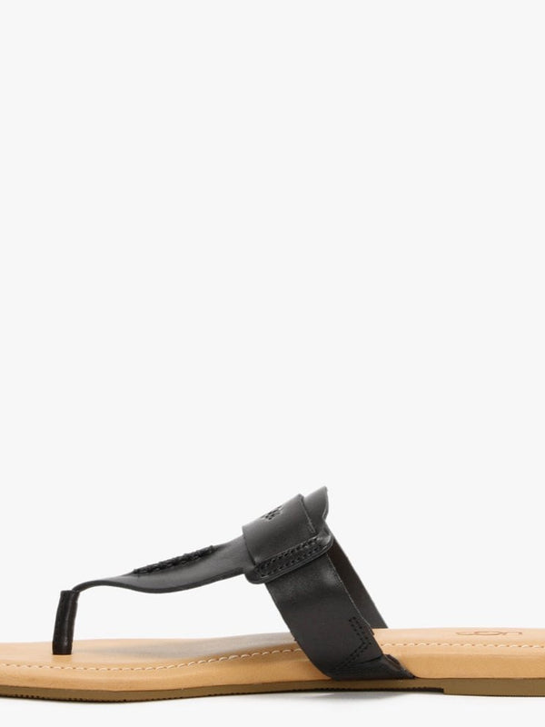 Gaila Black Leather Flip Flops