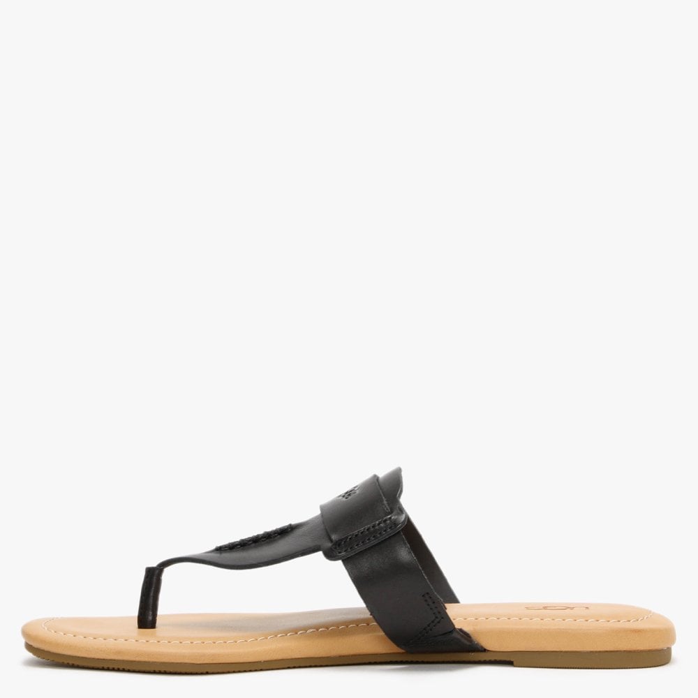 Gaila Black Leather Flip Flops