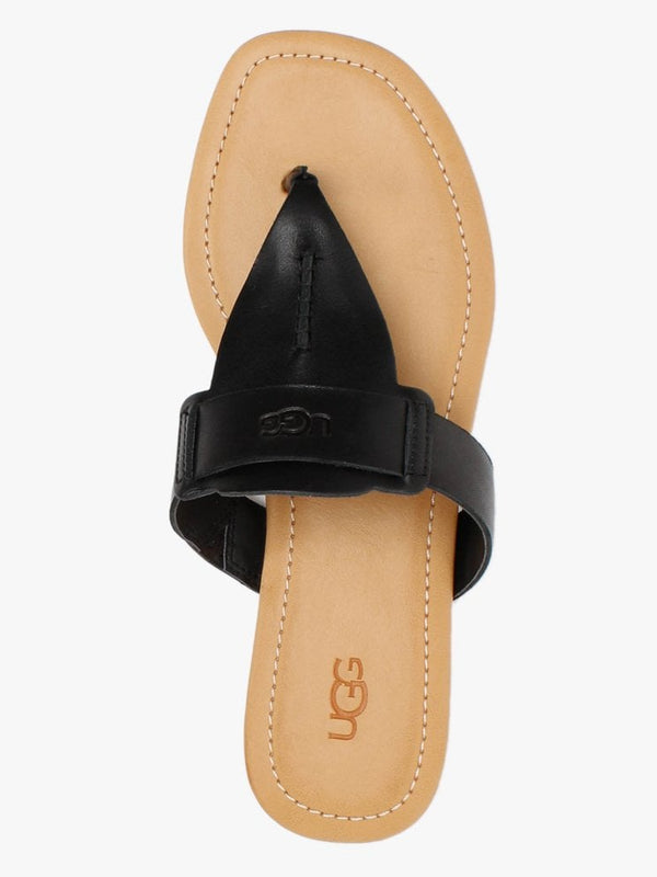 Gaila Black Leather Flip Flops
