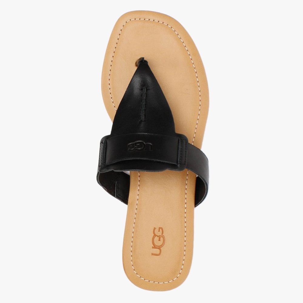 Gaila Black Leather Flip Flops