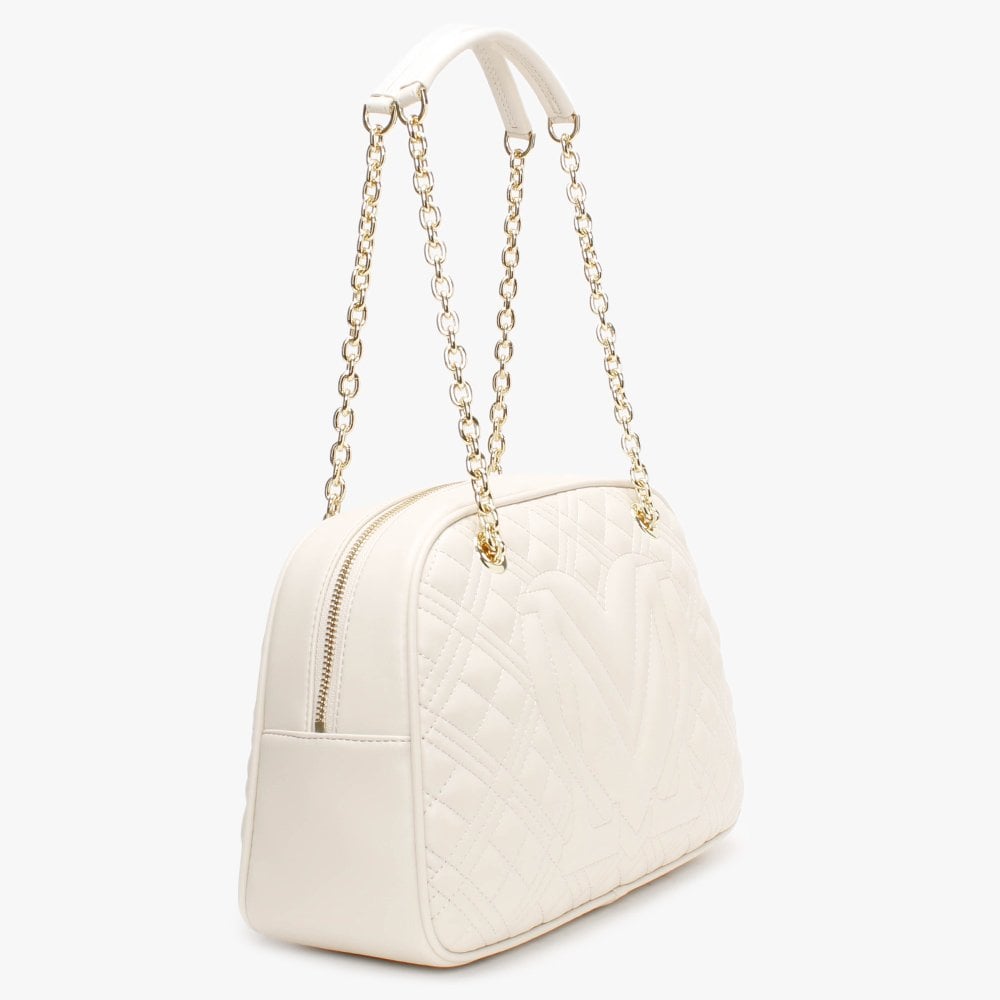 Buffay Cream Diamond Quilt Shoulder Bag