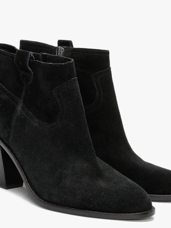 Ivana Black Suede Western Ankle Boots