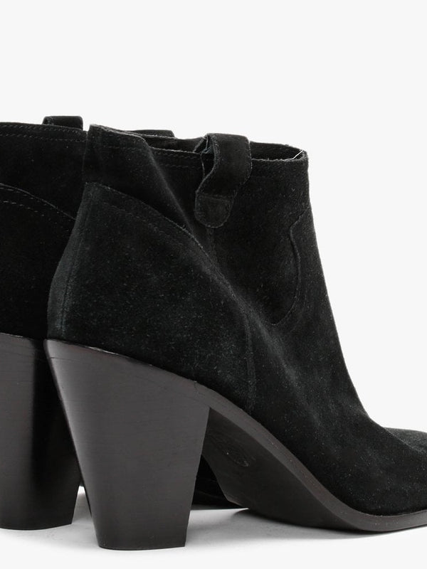 Ivana Black Suede Western Ankle Boots
