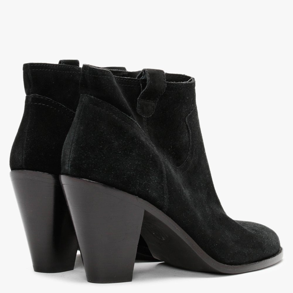 Ivana Black Suede Western Ankle Boots