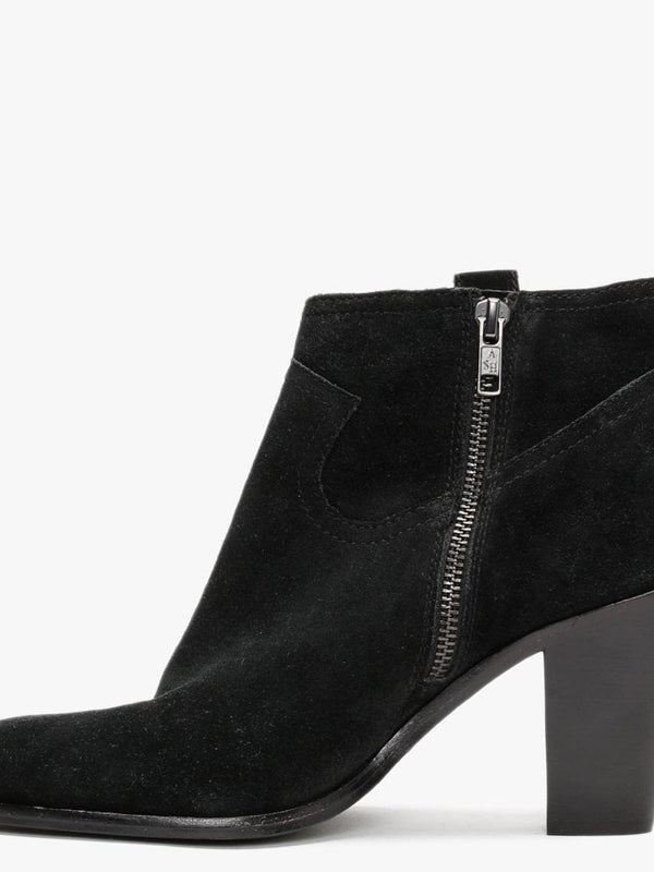 Ivana Black Suede Western Ankle Boots