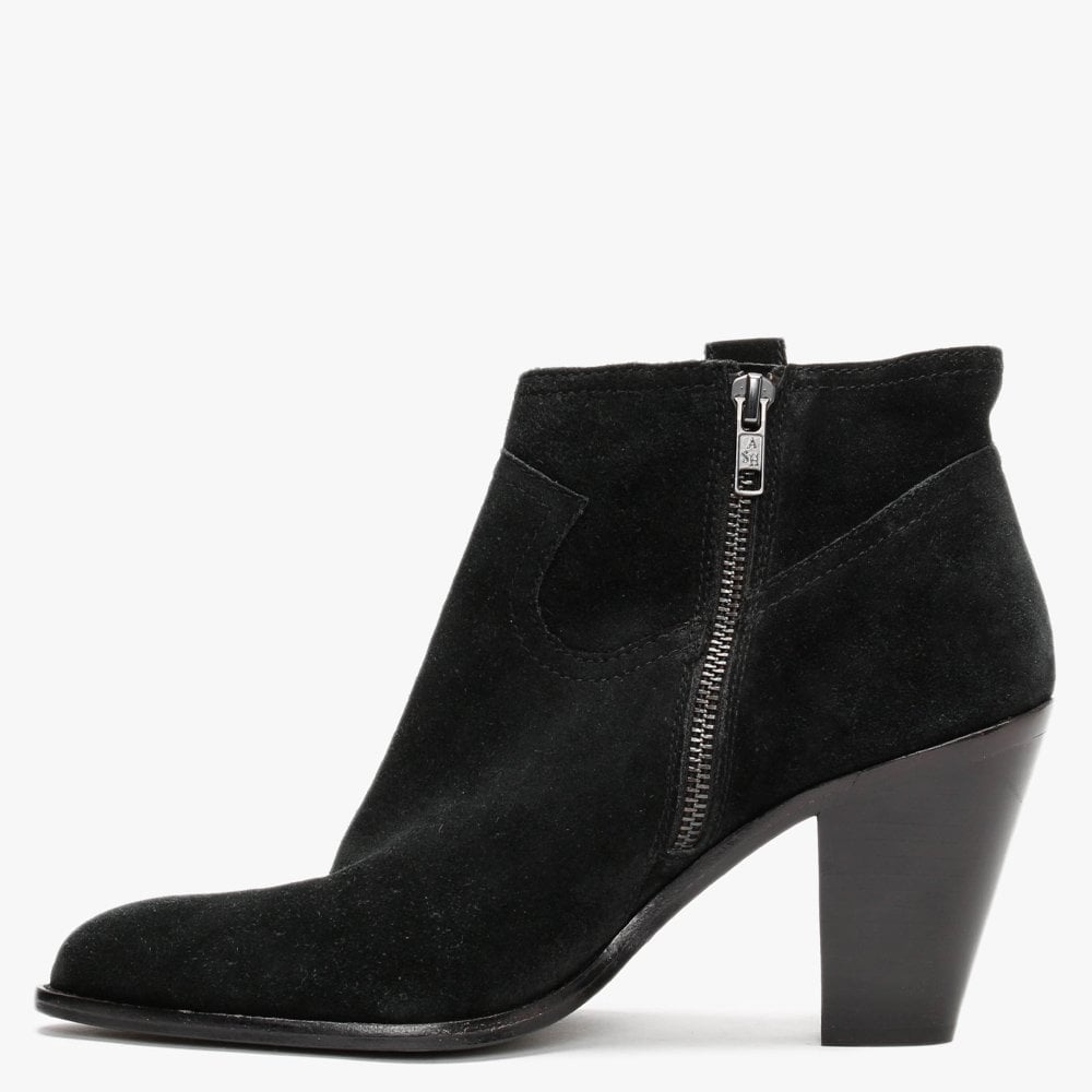 Ivana Black Suede Western Ankle Boots