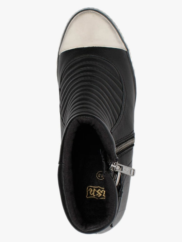 Genius Black Leather High Top Wedge Trainers
