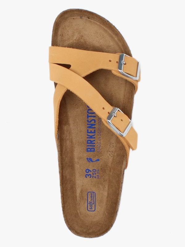 Yao Balance II Apricot Nubuck Leather Cross Strap Mules