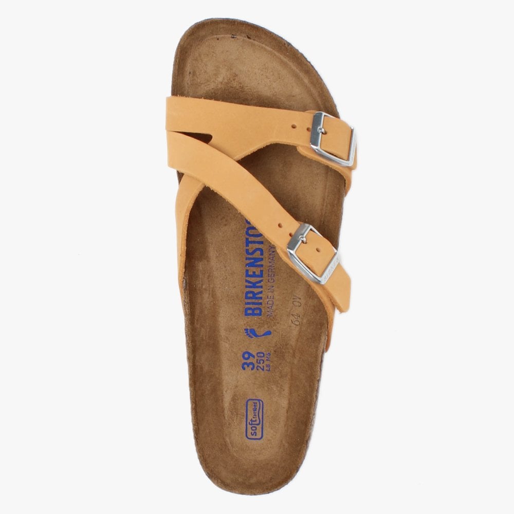 Yao Balance II Apricot Nubuck Leather Cross Strap Mules