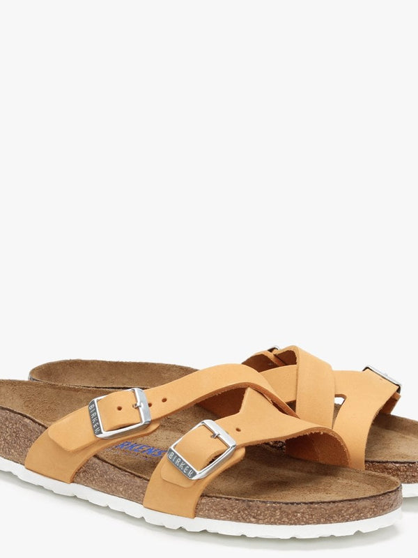 Yao Balance II Apricot Nubuck Leather Cross Strap Mules