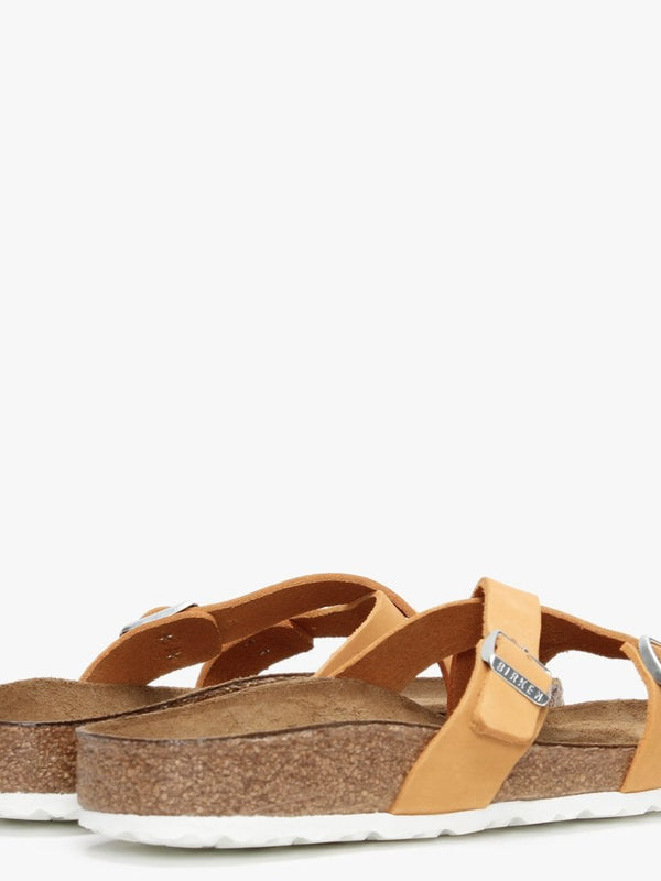 Yao Balance II Apricot Nubuck Leather Cross Strap Mules