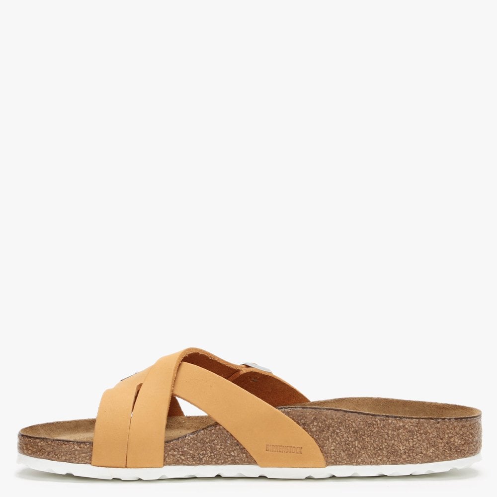 Yao Balance II Apricot Nubuck Leather Cross Strap Mules