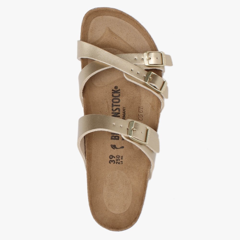 Franca Gold Birko-Flor Cross Strap Mules