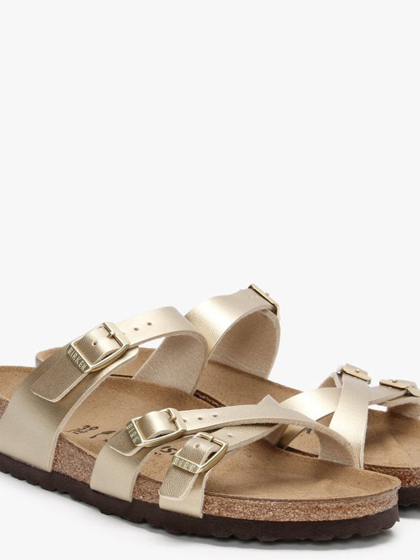 Franca Gold Birko-Flor Cross Strap Mules