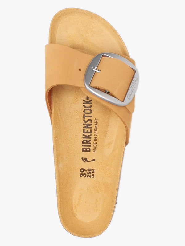 Madrid Big Buckle Apricot Nubuck Leather Mules