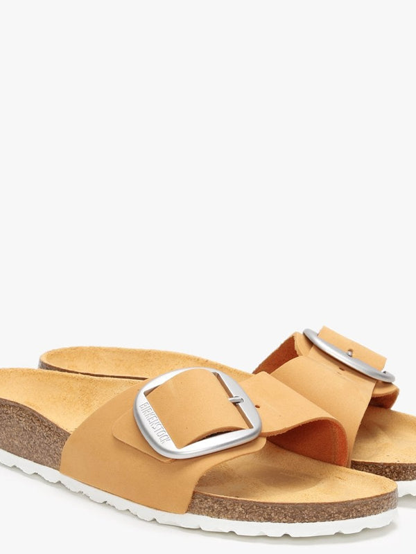 Madrid Big Buckle Apricot Nubuck Leather Mules