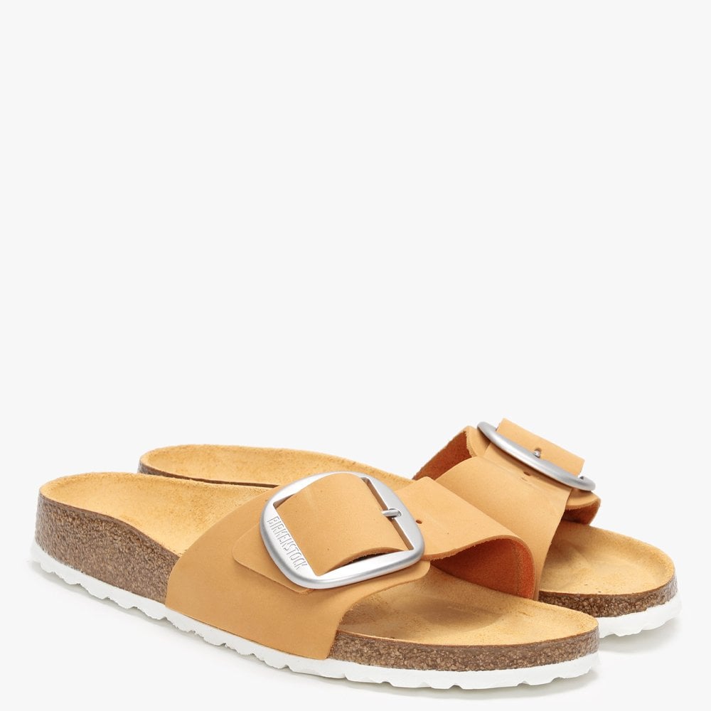Madrid Big Buckle Apricot Nubuck Leather Mules
