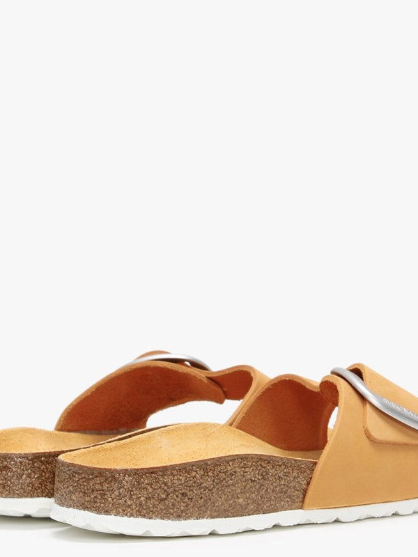 Madrid Big Buckle Apricot Nubuck Leather Mules