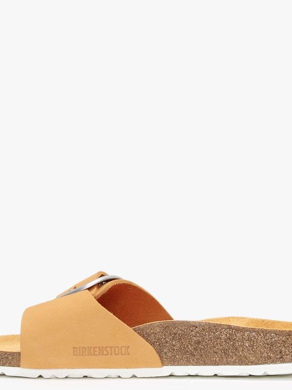 Madrid Big Buckle Apricot Nubuck Leather Mules