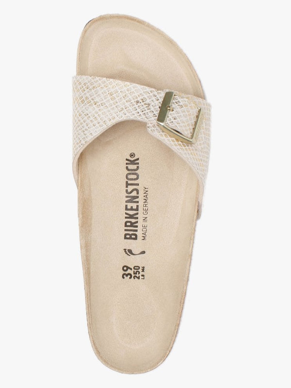 Madrid Shiny Python Eggshell Microfiber Mules