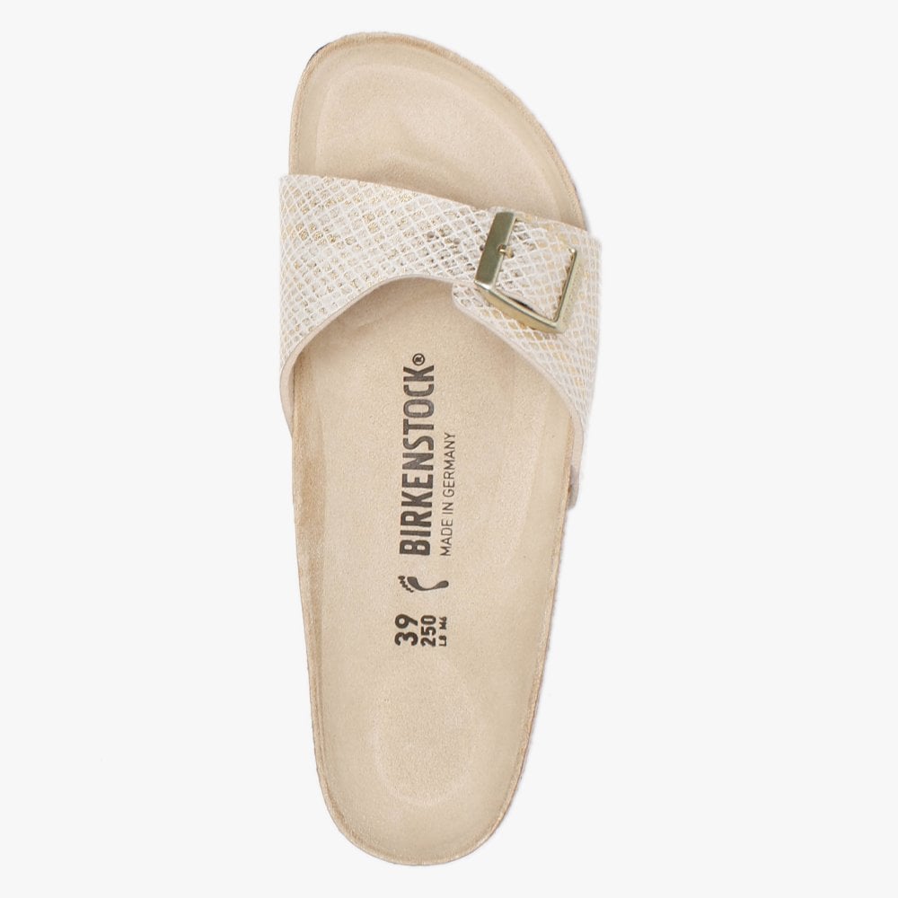 Madrid Shiny Python Eggshell Microfiber Mules