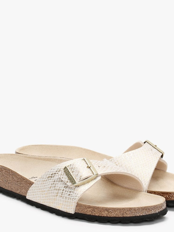 Madrid Shiny Python Eggshell Microfiber Mules