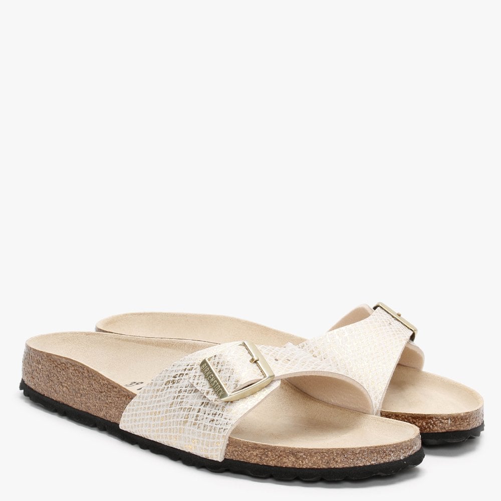 Madrid Shiny Python Eggshell Microfiber Mules