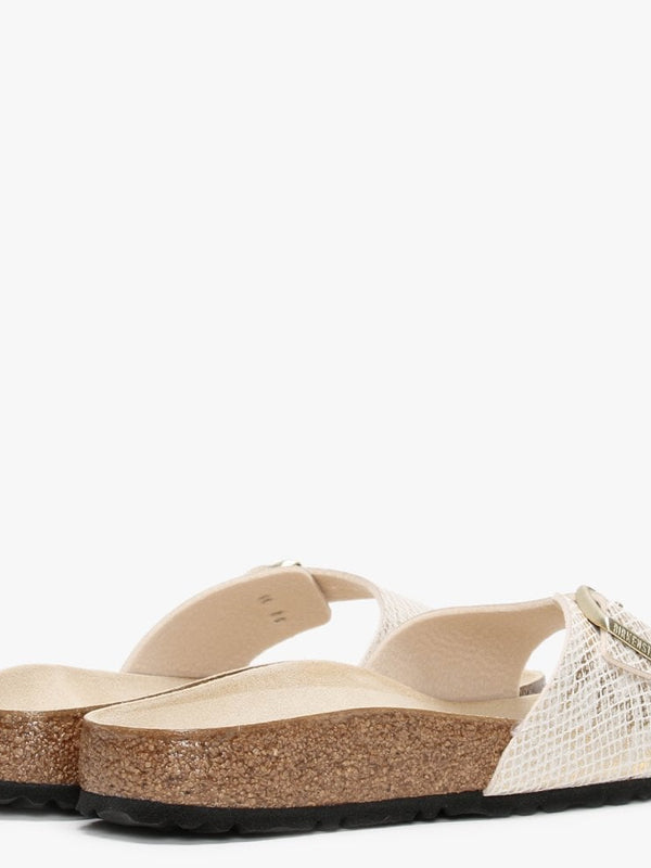 Madrid Shiny Python Eggshell Microfiber Mules