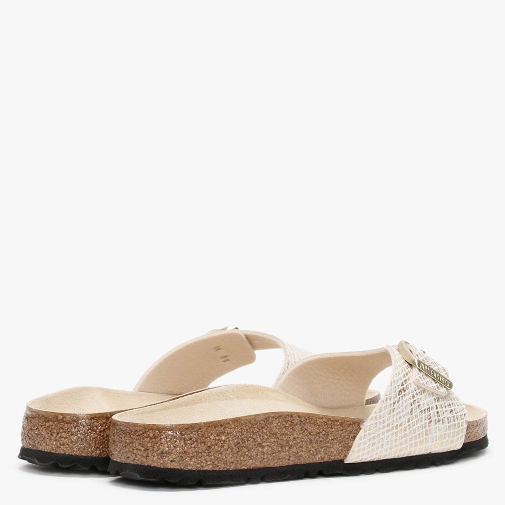 Madrid Shiny Python Eggshell Microfiber Mules