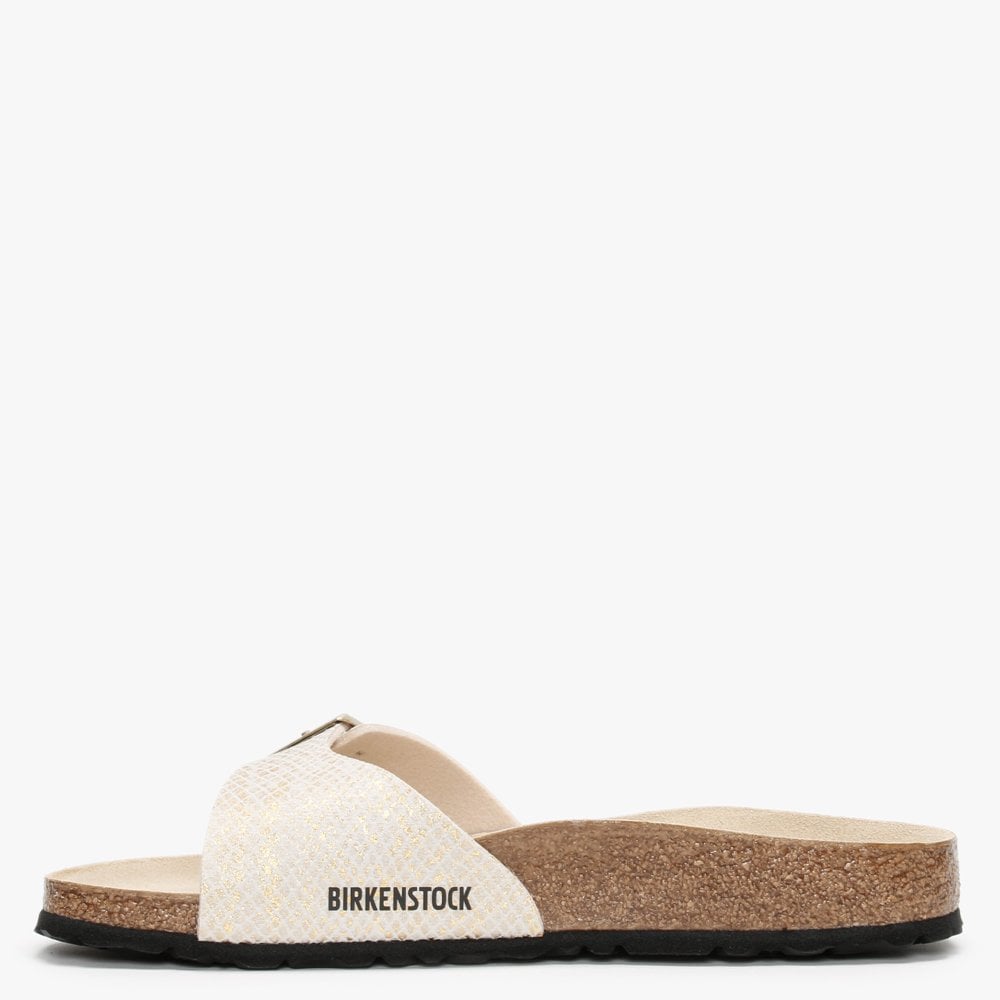 Madrid Shiny Python Eggshell Microfiber Mules