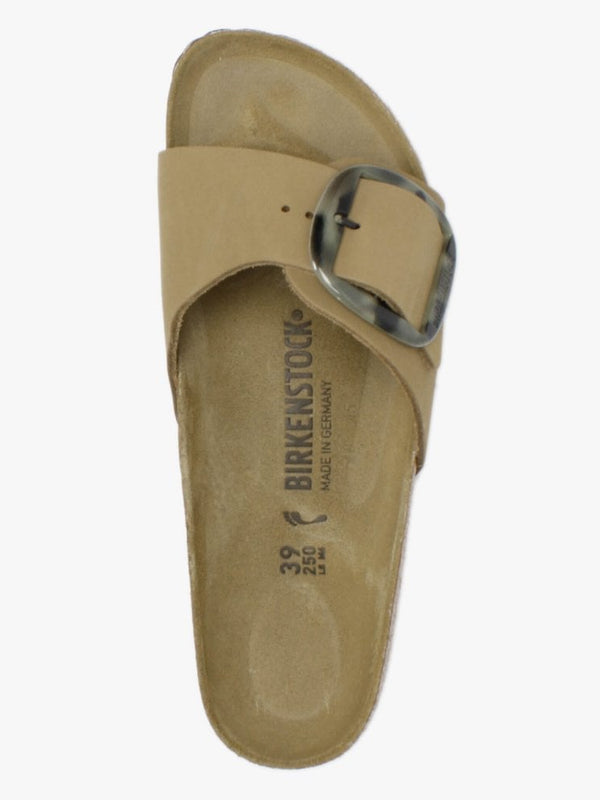 Madrid Big Buckle Mud Green Nubuck Leather Mules