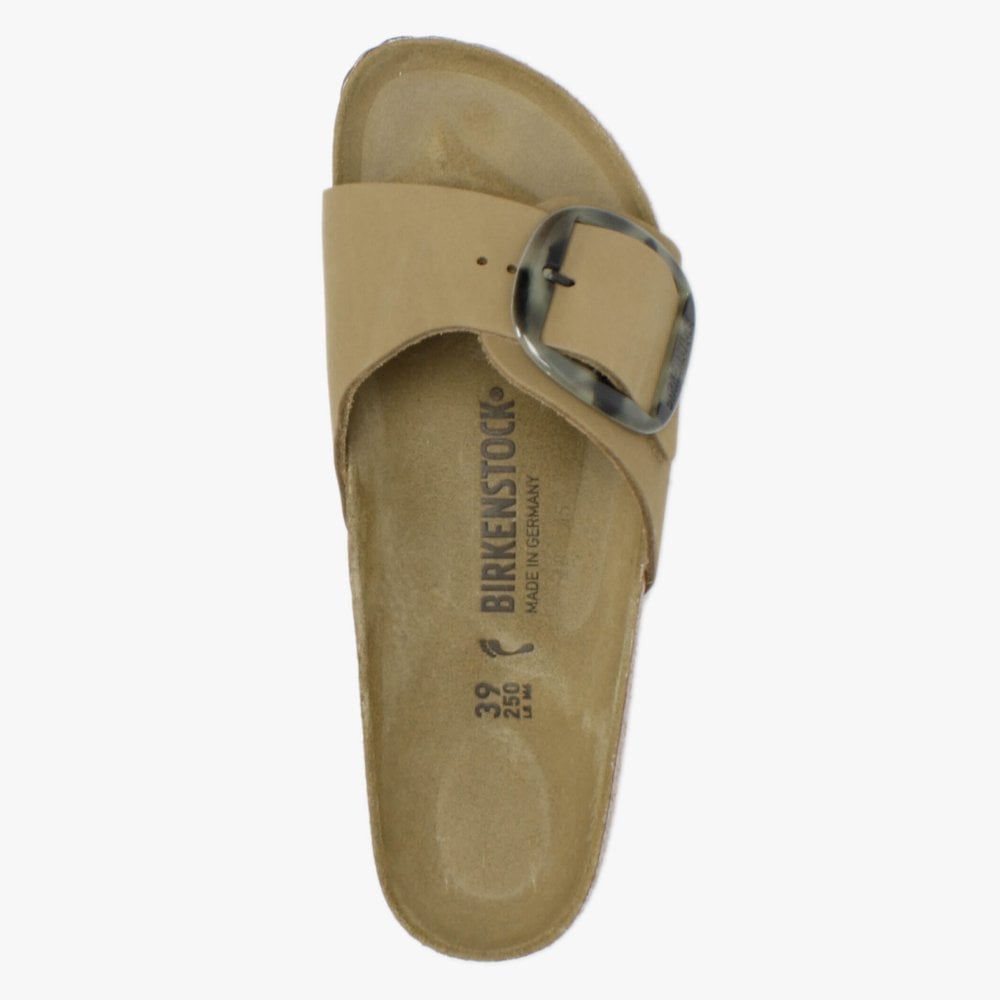Madrid Big Buckle Mud Green Nubuck Leather Mules